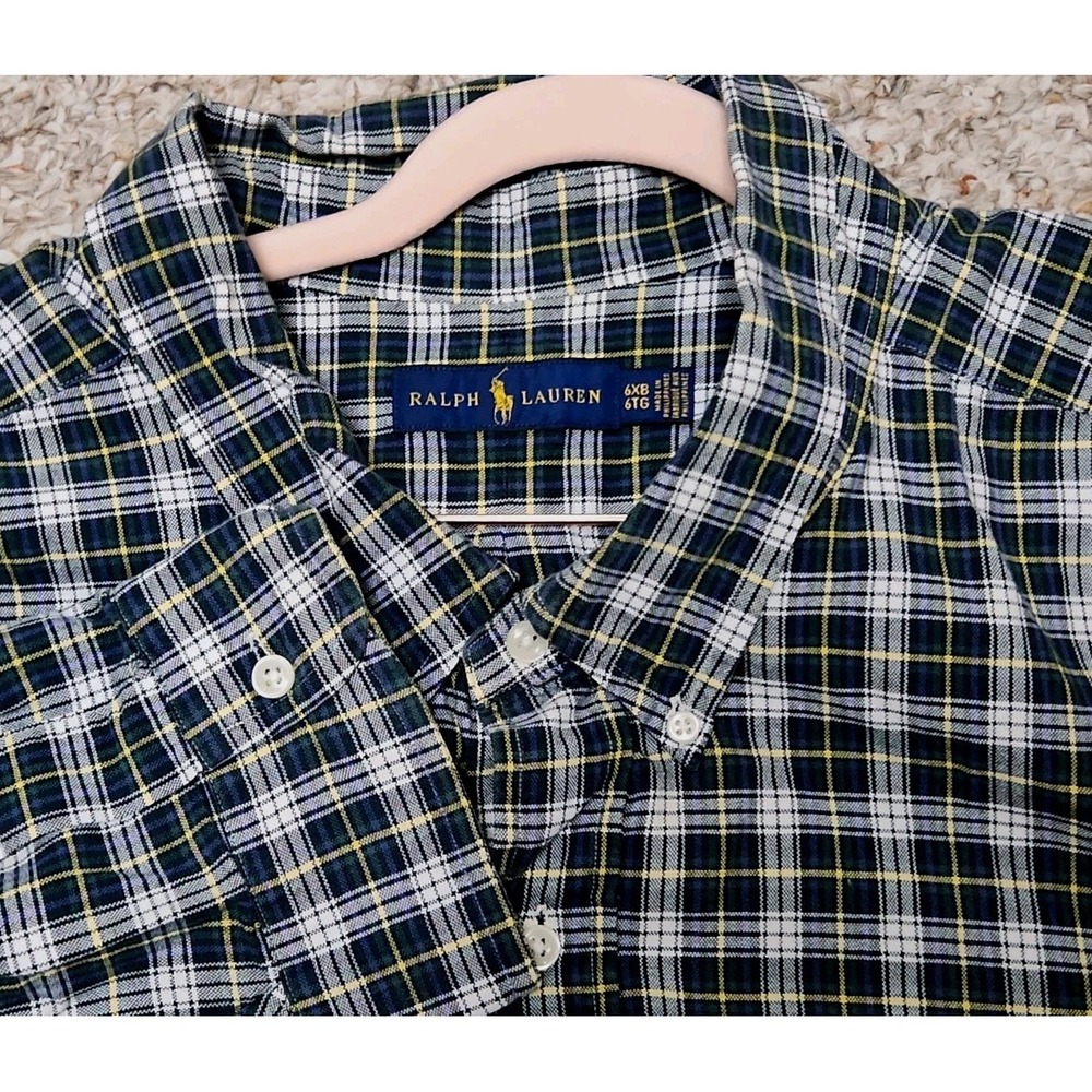 Polo Ralph Lauren Oxford Button Down Shirt 6XB Plaid Pocket Classic Fit